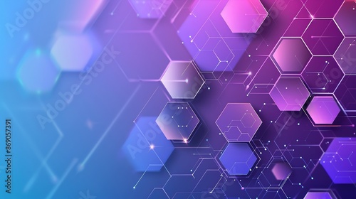 Abstract background with glowing hexagons, representing digital network, science, technology, or innovation