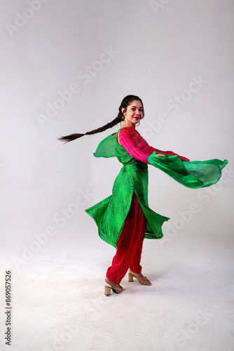 Wallpaper Mural Side Pose Of Charming Model In Indian Traditional Dress Posing In Front Of Camera Torontodigital.ca