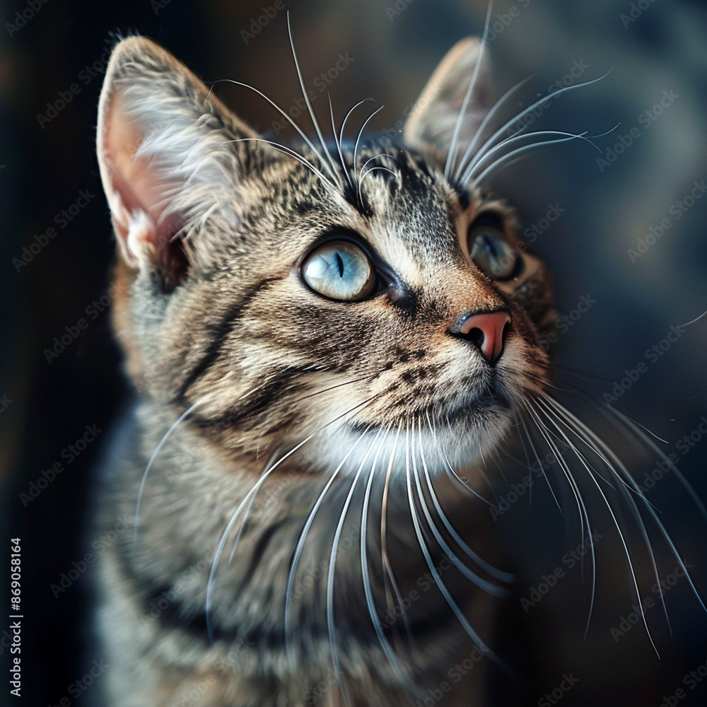 Adorable Tabby Cat with Whiskers Close-Up Portrait Adorable Tabby Cat with Whiskers Close-Up Portrait