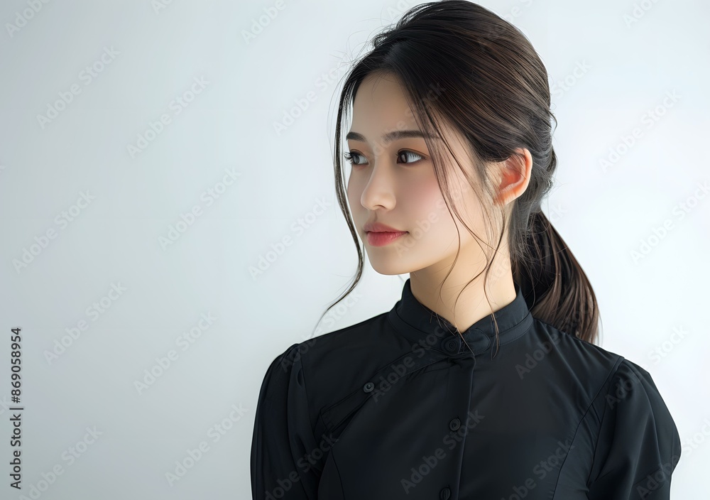Portrait of a young Asian woman in a black shirt Portrait of a young Asian woman in a black shirt