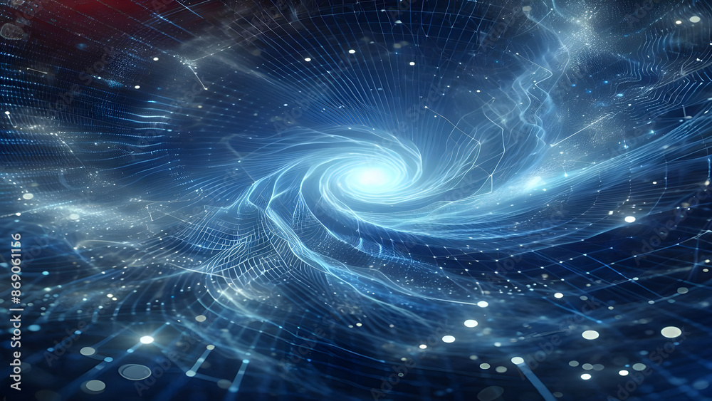 Blue abstract background with network grid and particles Blue abstract background with network grid and particles
