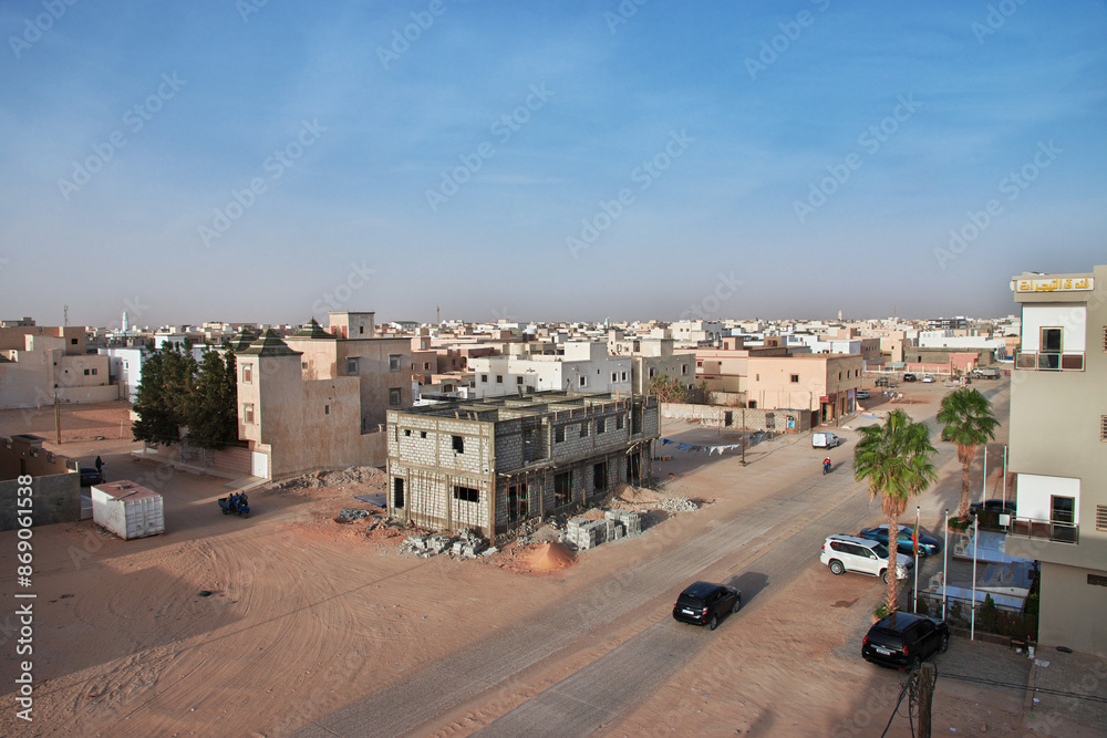Panoramic view of the center of Nouakchott, Mauritania, West Africa