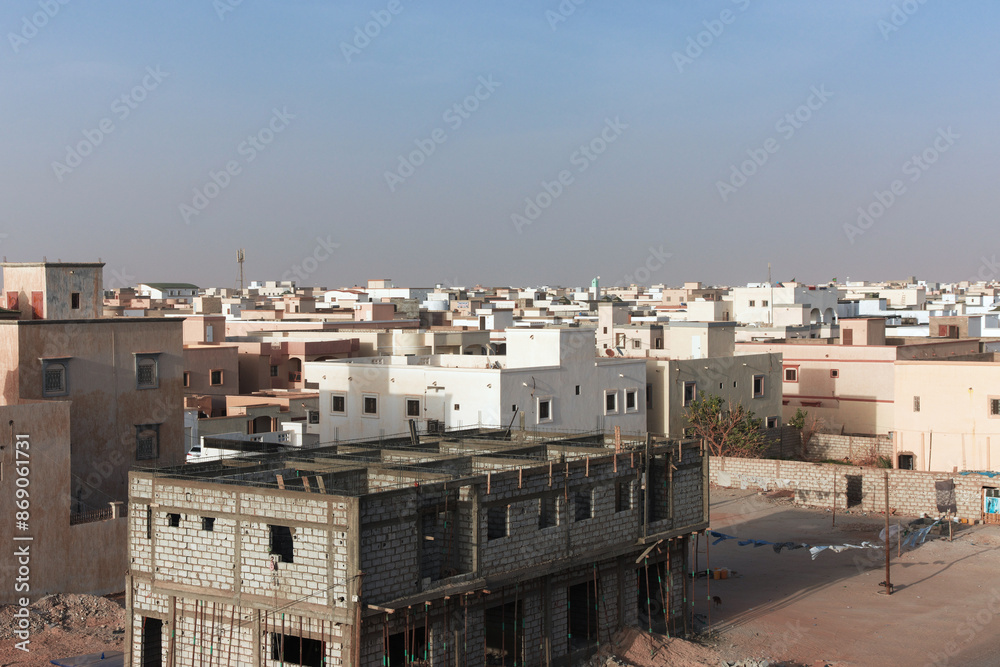 Panoramic view of the center of Nouakchott, Mauritania, West Africa