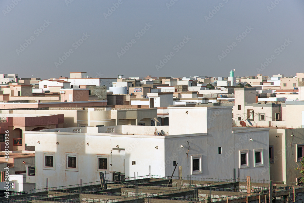 Panoramic view of the center of Nouakchott, Mauritania, West Africa