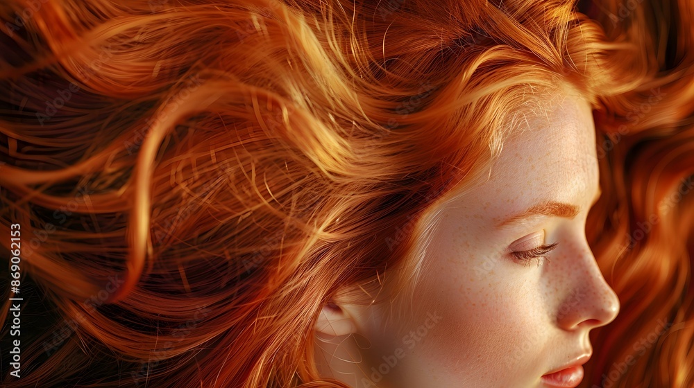 Naklejka premium Close-up portrait of a beautiful redheaded woman