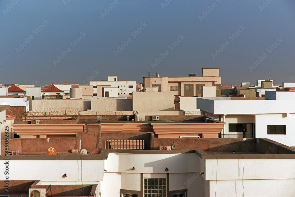 Panoramic view of the center of Nouakchott, Mauritania, West Africa