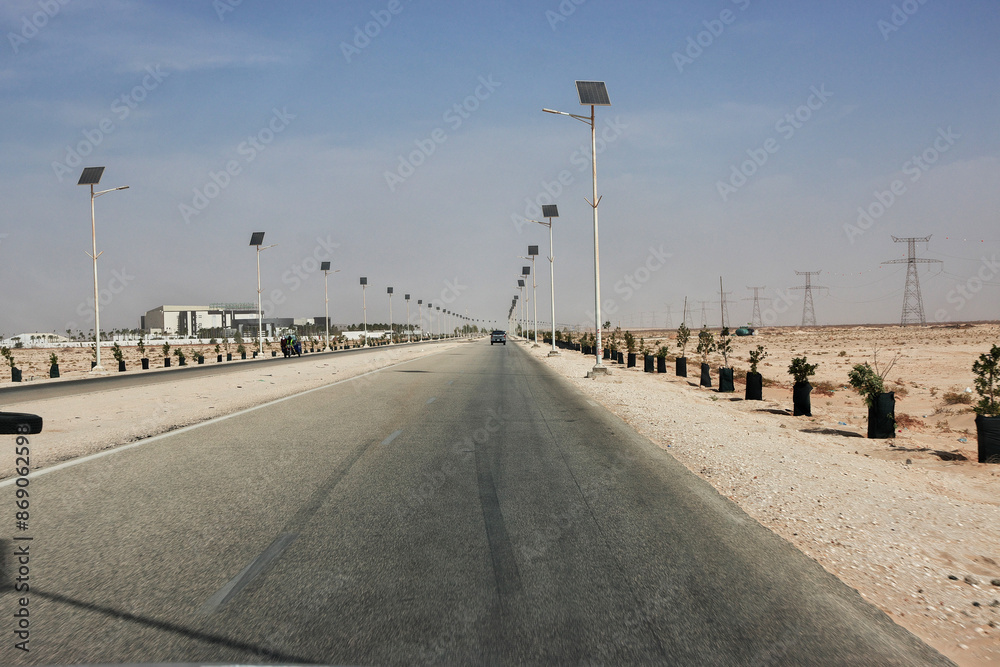 Vintage street in the center of Nouakchott, Mauritania, West Africa