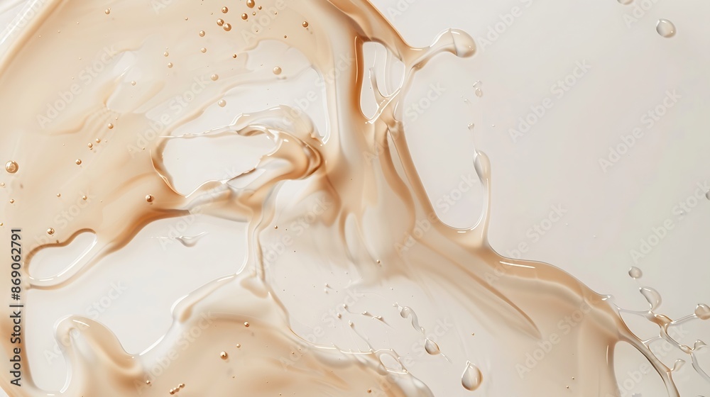 Fototapeta premium Soothe cream lotion moisturizer smears on white background Skincare and body beauty product Liquid cosmetic product smudges : Generative AI