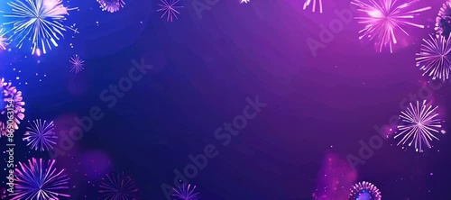 A dark blue purple gradient background with fireworks.