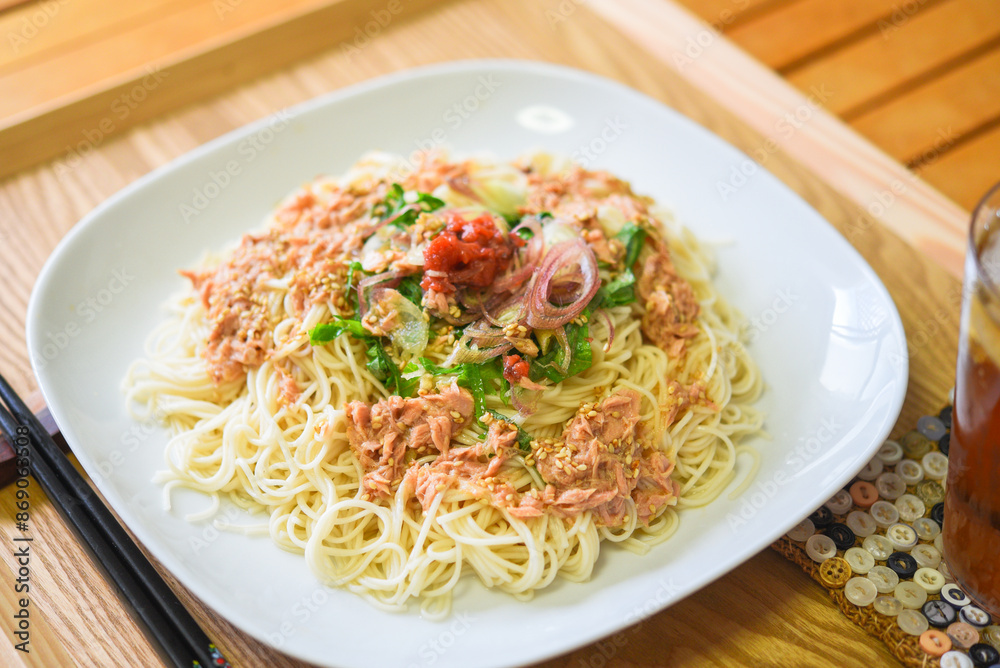 梅ツナぶっかけそうめん 梅ツナぶっかけそうめん