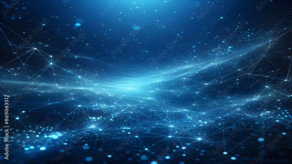 Blue abstract background with network grid and particles Blue abstract background with network grid and particles