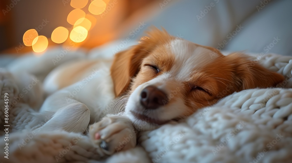 Obraz premium dog sleeping on the bed