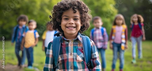 A group of children are smiling and posing