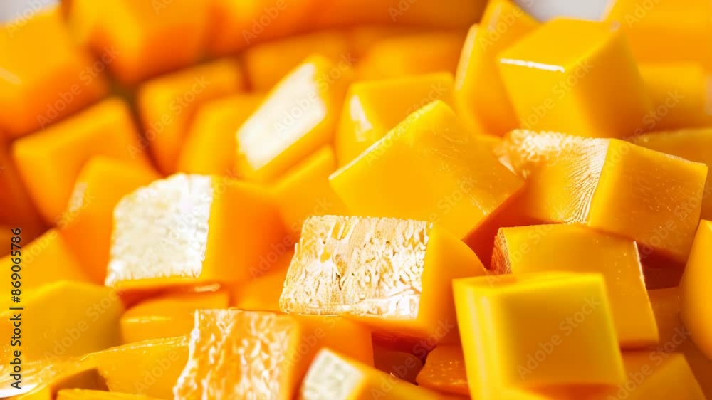 Closeup of yellow and orange mangoes slices. Closeup of yellow and orange mangoes slices.