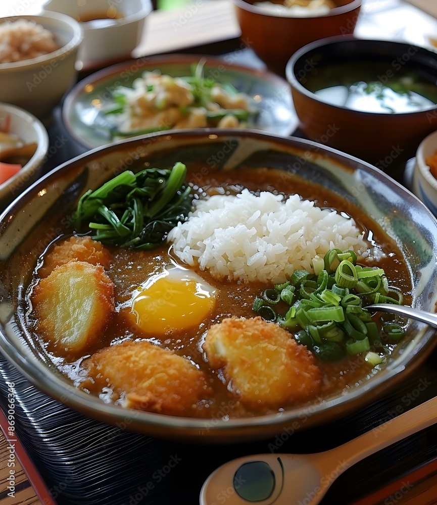 Japanese Curry Rice with Fried Chicken and Egg Japanese Curry Rice with Fried Chicken and Egg
