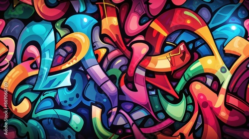 Wallpaper Mural Graffiti art modern rainbow colorful style dynamic vibrant abstract background wallpaper AI generated image Torontodigital.ca