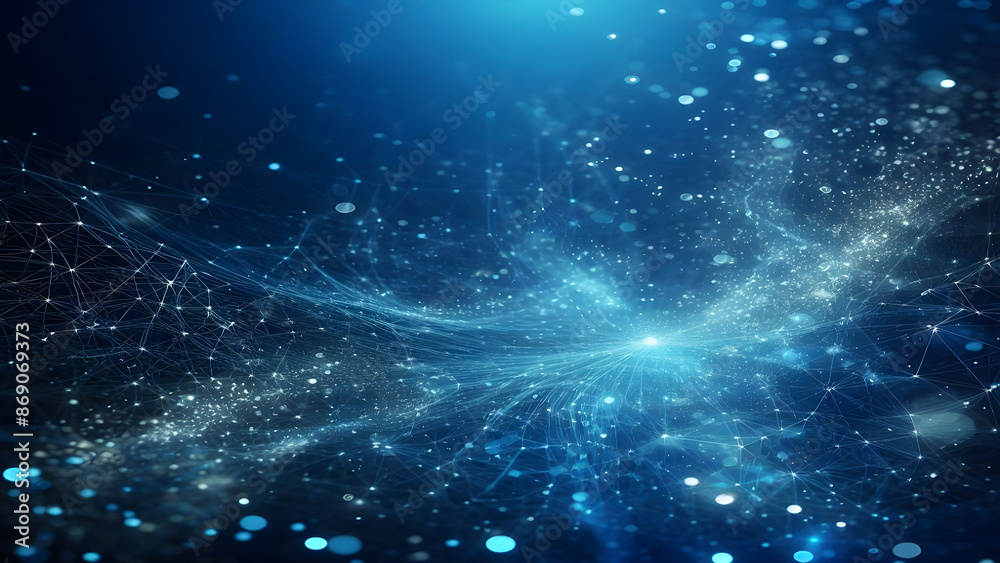 Blue abstract background with network grid and particles Blue abstract background with network grid and particles