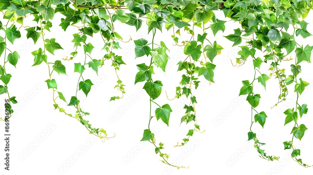 Green leaves Javanese treebine or Grape ivy Cissus spp jungle vine hanging ivy plant bush isolated on white background with clipping path : Generative AI Green leaves Javanese treebine or Grape ivy Cissus spp jungle vine hanging ivy plant bush isolated on white background with clipping path : Generative AI