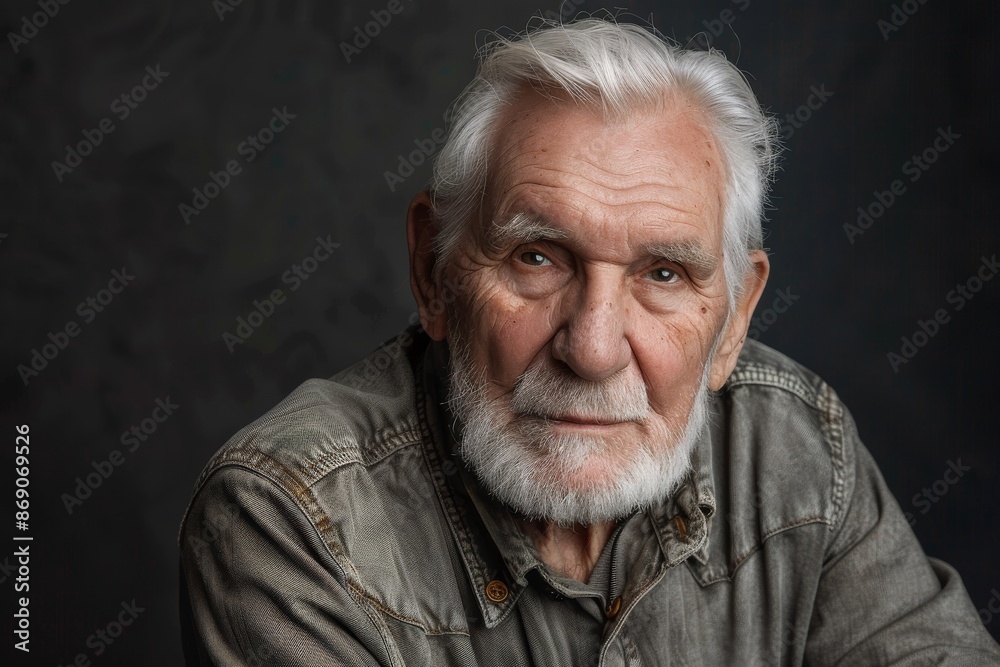 studio portrait of senior man looking at camera studio portrait of senior man looking at camera