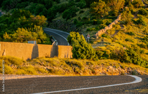  asphalt road on the picturesque coast of the Adriatic Sea