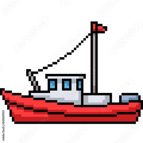 pixel art of red patrol boat