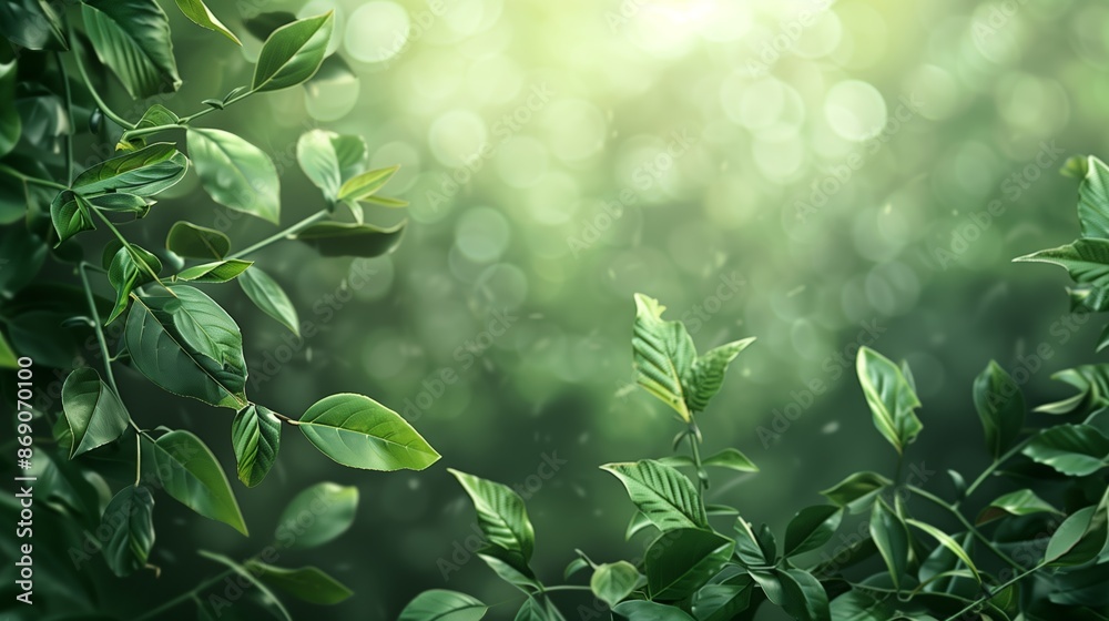 Green Leaves on Bokeh Background with Copy Space Green Leaves on Bokeh Background with Copy Space
