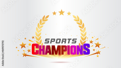 Awards winner Sports champions achievers logo 3d text and golden vintage.