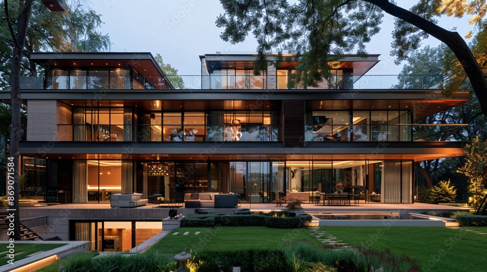 Fototapeta premium Elegant urban residence with contemporary façade.