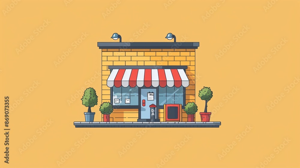 Shop symbol. Basic depiction of a store suitable for business listings, retail apps, and corporate services. Graphic.