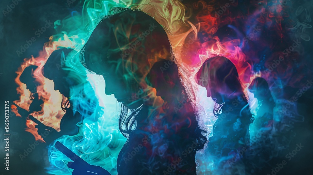 Silhouettes in a Dreamy, Colorful Haze Silhouettes in a Dreamy, Colorful Haze