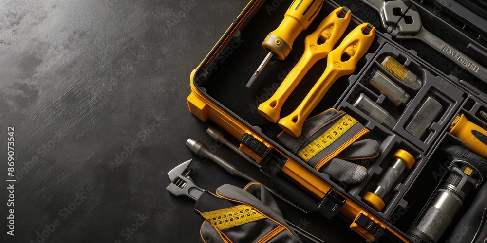 A toolkit showcases a variety of tools neatly arranged in a case, highlighting organization, readiness for tasks, and the essential instruments needed for a range of mechanical tasks. A toolkit showcases a variety of tools neatly arranged in a case, highlighting organization, readiness for tasks, and the essential instruments needed for a range of mechanical tasks.