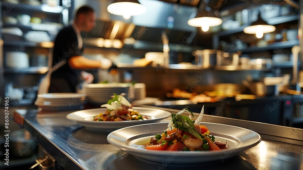 The food here always looks on point Shot of two plates of food standing on a counter and ready to be taken out to customers inside of a restaurant during the day : Generative AI The food here always looks on point Shot of two plates of food standing on a counter and ready to be taken out to customers inside of a restaurant during the day : Generative AI