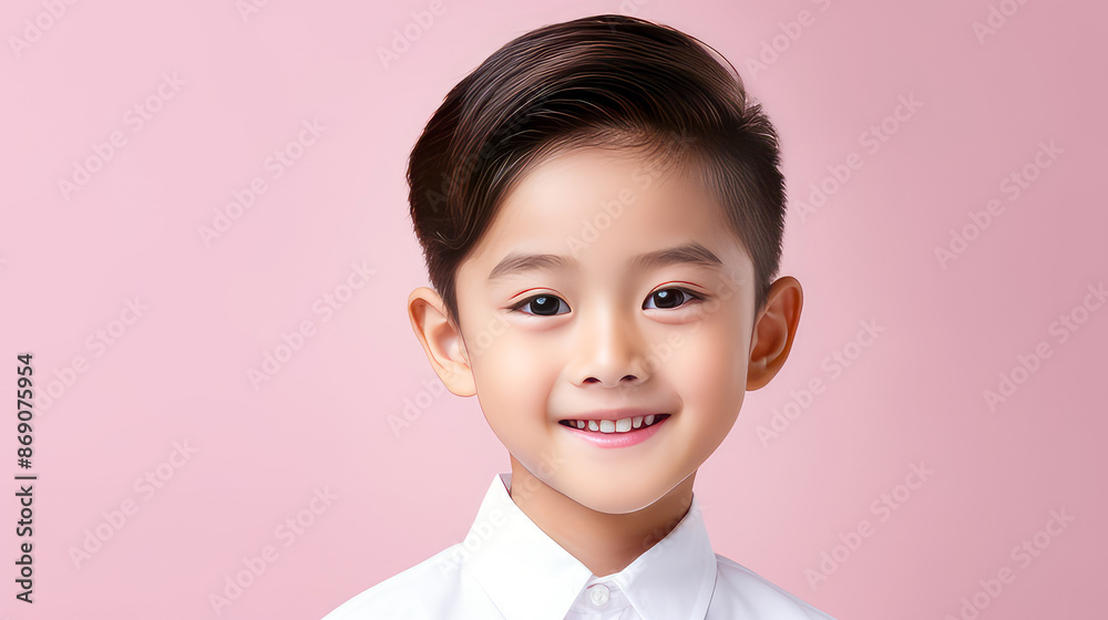 Portrait of a cute handsome happy Asian boy child with perfect skin, pink background, banner. Portrait of a cute handsome happy Asian boy child with perfect skin, pink background, banner.