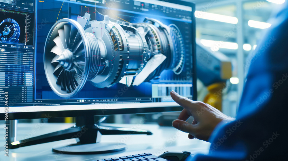 Fototapeta premium Rendered image of a turbine assembly in CAD software