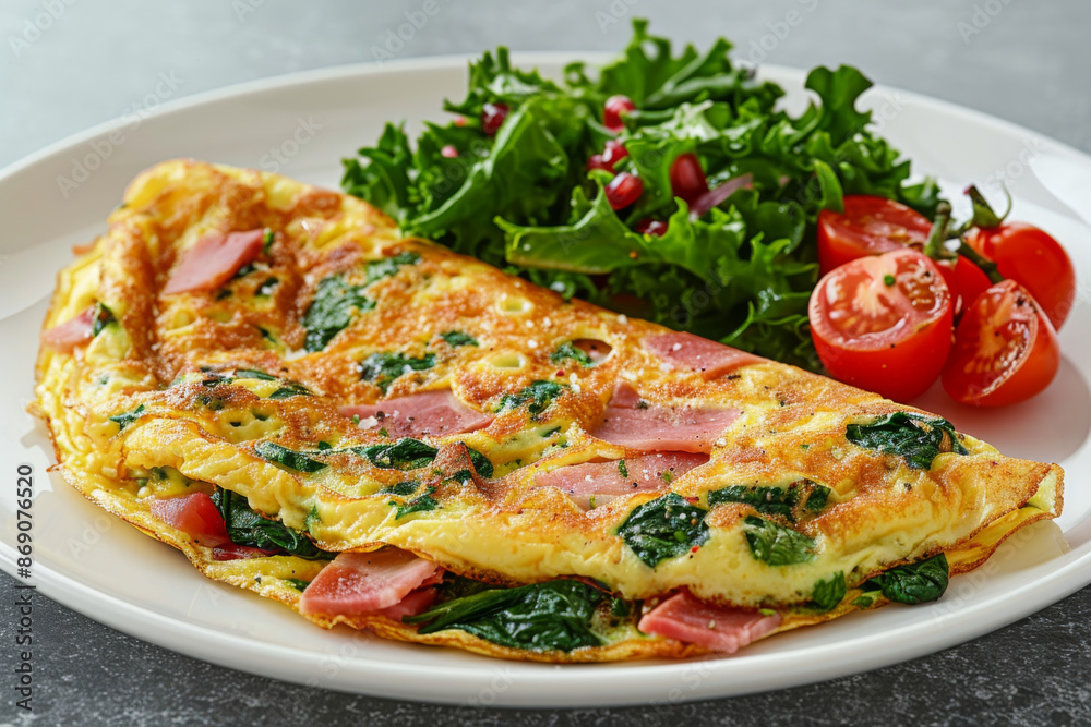 Ham and Spinach Omelet with Side Salad Ham and Spinach Omelet with Side Salad