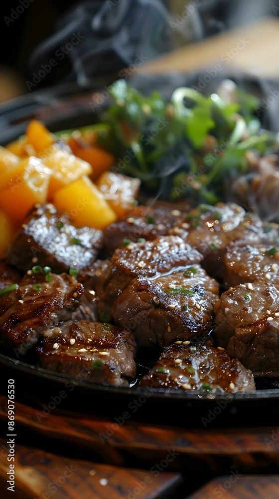 Sizzling Steak with Garnish Sizzling Steak with Garnish