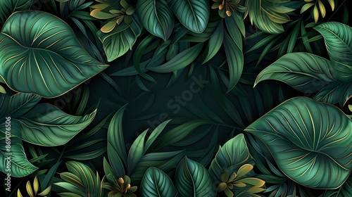 Green leaf pattern background. © Faustudio