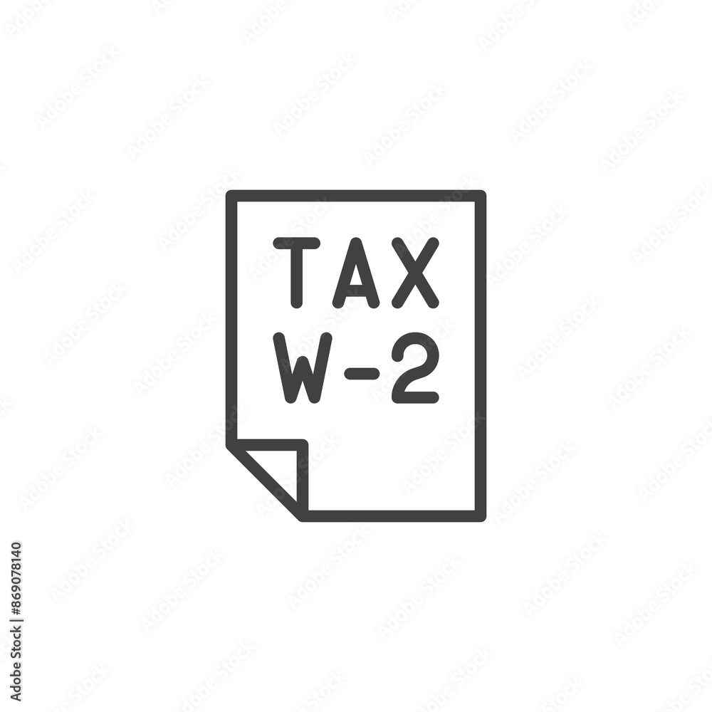 Tax Form W-2 line icon Tax Form W-2 line icon