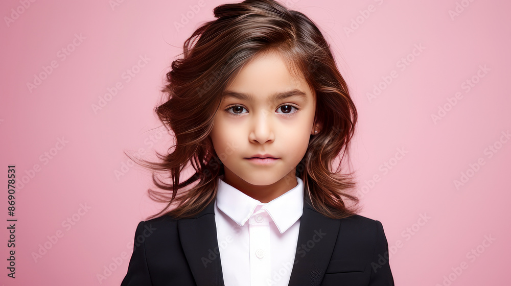 Portrait of a cute handsome happy Asian boy child with long hair and perfect skin, pink background, banner. Portrait of a cute handsome happy Asian boy child with long hair and perfect skin, pink background, banner.