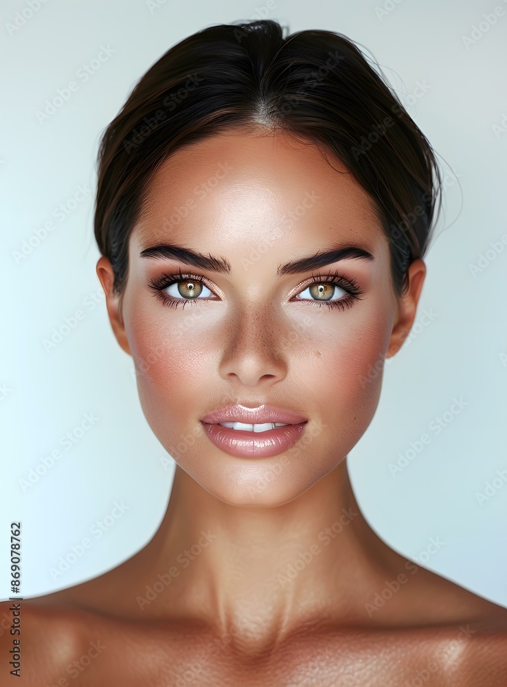 portrait of a beautiful young woman with brown hair and green eyes portrait of a beautiful young woman with brown hair and green eyes