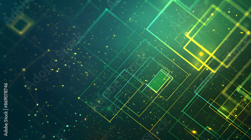 Dynamic minimalistic technology and business concept green blue abstract background with square shape geometric line suitable for template, presentation, business, card, flyer