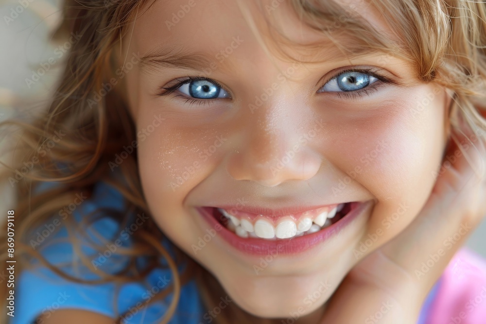 Close Up Portrait of a Young Girl With Blonde Hair and Blue Eyes Smiling Close Up Portrait of a Young Girl With Blonde Hair and Blue Eyes Smiling