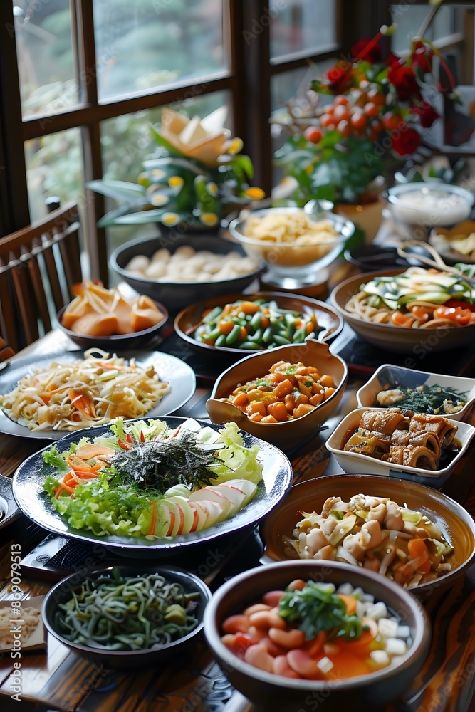 Japanese Feast on Table Japanese Feast on Table