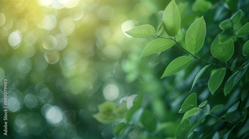 Green Leaves on Bokeh Background with Copy Space Green Leaves on Bokeh Background with Copy Space