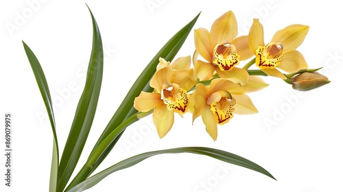 Wallpaper Mural Cymbidium tracyanum orchid plant Tracys cymbidium Large yellow orchid isolated on white background with clipping path : Generative AI Torontodigital.ca