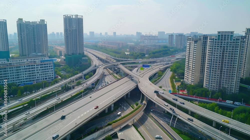 Top up aerial drone view of elevated road and traffic junctions in Chinese metropolis city Chengdu during sunny day Modern construction design of traffic ways to avoid traffic jams Few : Generative AI Top up aerial drone view of elevated road and traffic junctions in Chinese metropolis city Chengdu during sunny day Modern construction design of traffic ways to avoid traffic jams Few : Generative AI