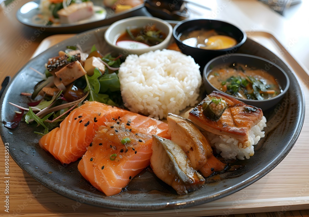 A plate of delicious Japanese food A plate of delicious Japanese food