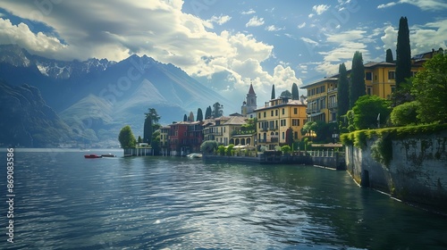 Menaggio at Lake Comoitalian Lake DistrictLombardyItaly : Generative AI photo