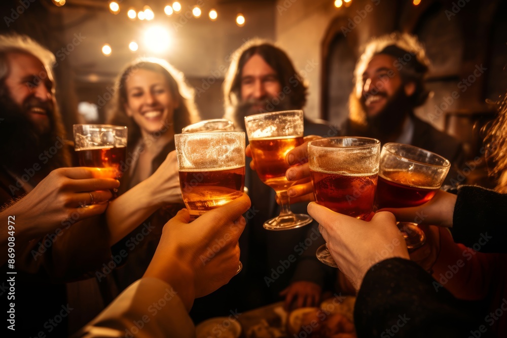 Photo of a Rosh Hashanah moment of friends and family raising glasses for a toast, celebrating the New Year
Photo of a Rosh Hashanah moment of friends and family raising glasses for a toast, celebrating the New Year