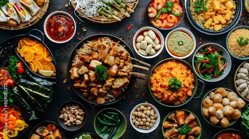 A variety of delicious Asian food